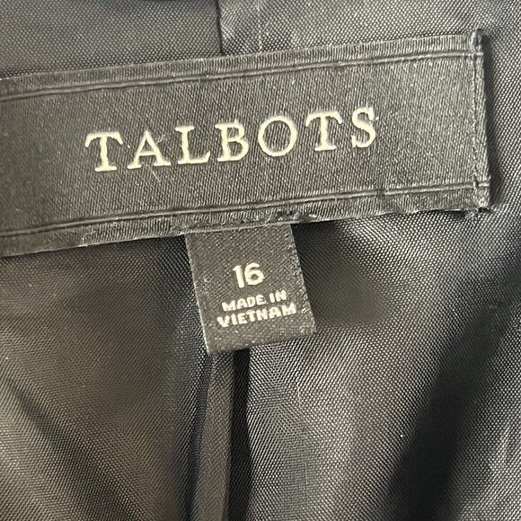 Talbots Womens Jacket Quilted Velour Button Up Faux Pockets Black Elegant 16 - Picture 5 of 6